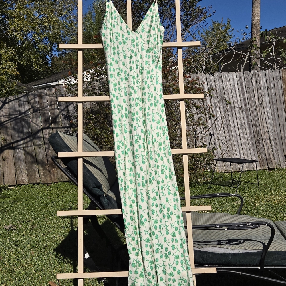 Zara Green Silky Slip Dress Maxi XS - Picture 3 of 11